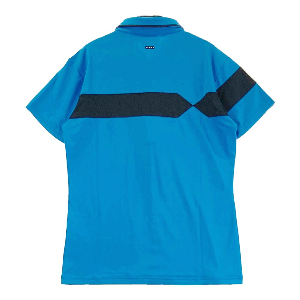 DESCENTE GOLF デサントゴルフ ハーフジップ 半袖ポロシャツ ブルー系 L 【中古】ゴルフウェア メンズ