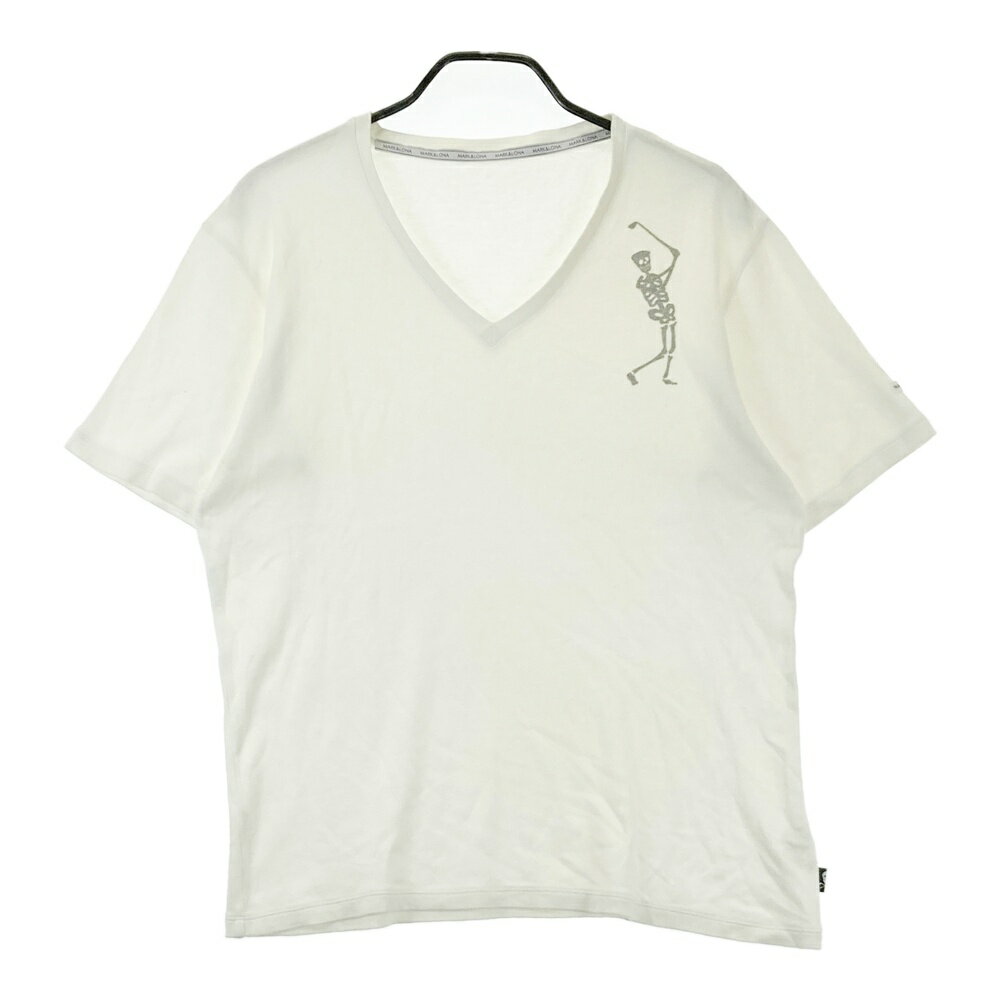 MARK&LONA マークアンドロナ Vネック 半袖Tシャツ ホワイト系 XL 【中古】ゴルフウェア メンズ