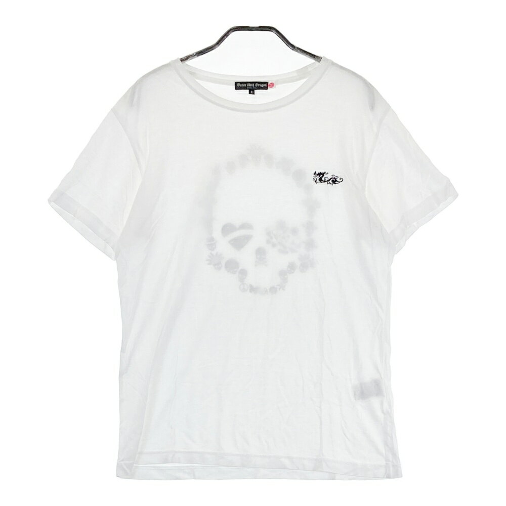 DANCE WITH DRAGON ダンスウィズドラゴン 半袖Tシャツ スカルプリント ホワイト系 2 【中古】ゴルフウ..