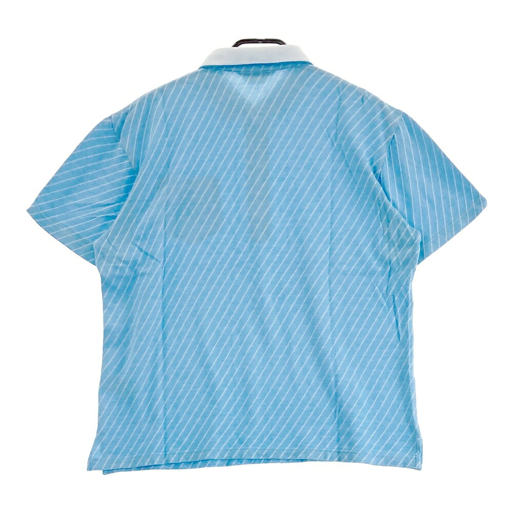 LANVIN SPORT ランバン スポール 半袖ポロシャツ ストライプ柄 ブルー系 40 【中古】ゴルフウェア メンズ