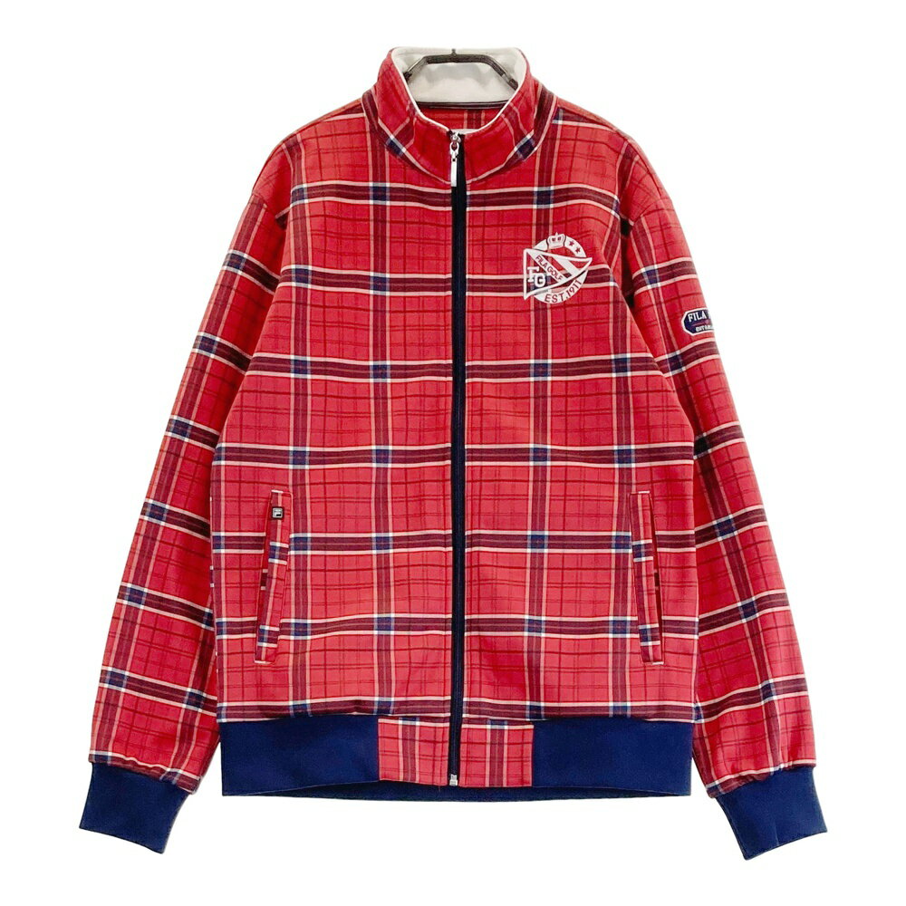 FILA GOLF フィラゴルフ 裏起毛ジップジャケット チェック柄 レッド系 L 【中古】ゴルフウェア メンズ
