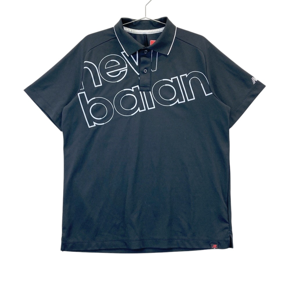NEW BALANCE GOLF ニューバランス 半袖ポロシャツ ビッグロゴ ブラック系 5 【中古】ゴルフウェア メンズ