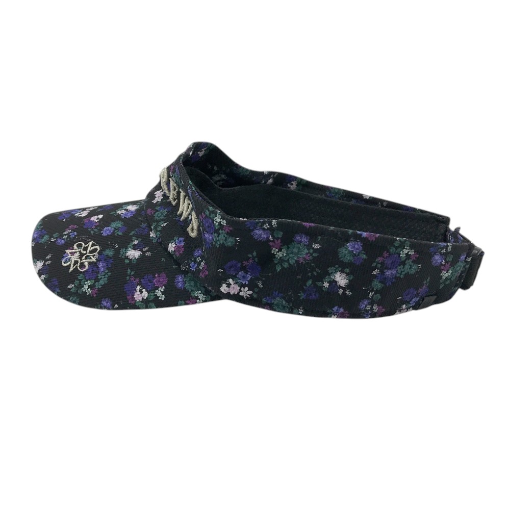 ST ANDREWS セントアンドリュース サンバイザー 花 総柄 ブラック系 FR 【中古】ゴルフウェア