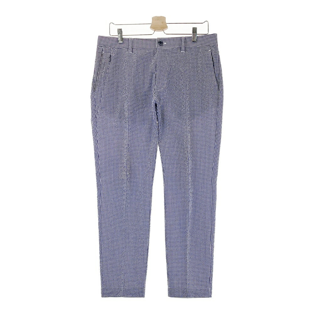 23区GOLF ニジュウサンクゴルフ ロングパンツ サッカー地 総柄 ネイビー系 86 【中古】ゴルフウェア メンズ