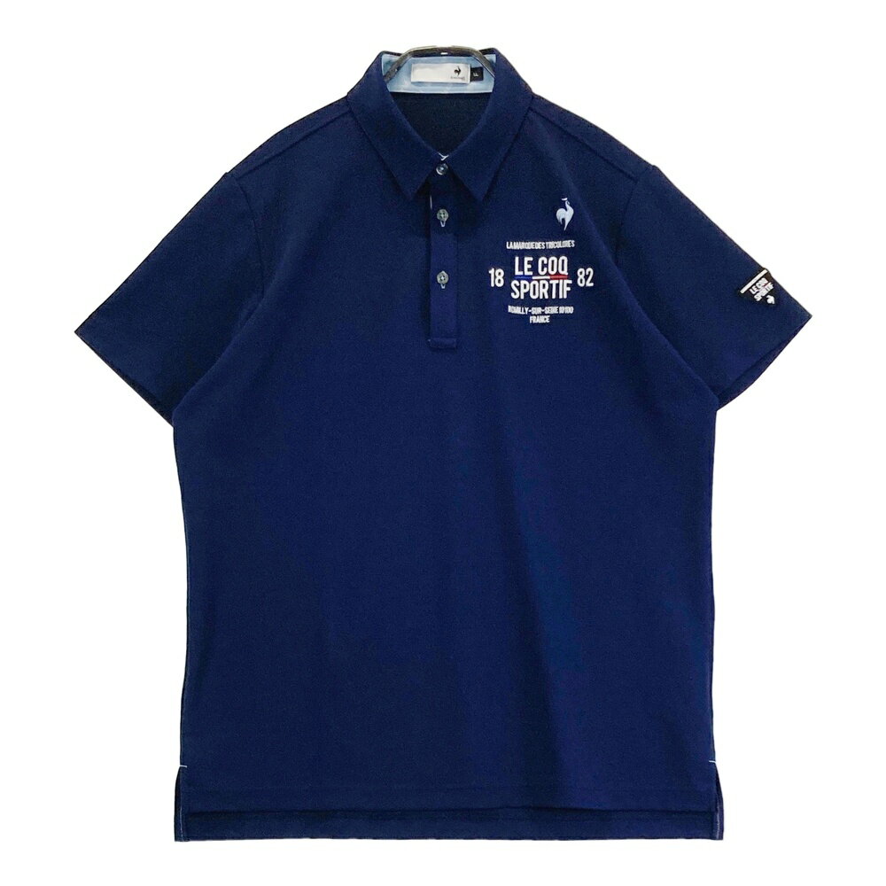 LE COQ GOLF ルコックゴルフ 2023年モデル 半袖ポロシャツ ロゴ刺繍 ネイビー系 LL 【中古】ゴルフウェ..