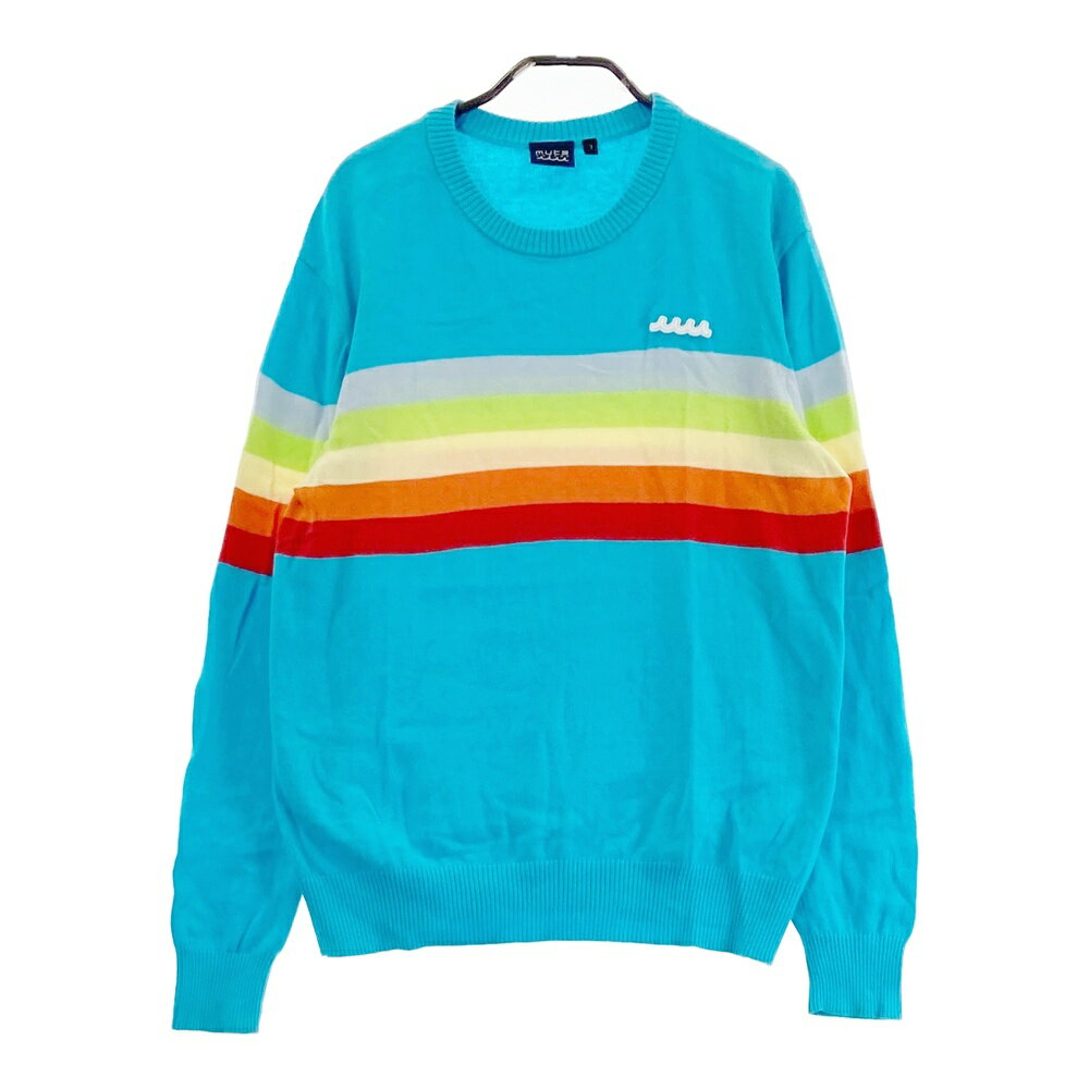 MUTA MARINE ムータマリン 長袖 ニットセーター ボーダー柄 ブルー系 7/XL 【中古】ゴルフウェア メンズ