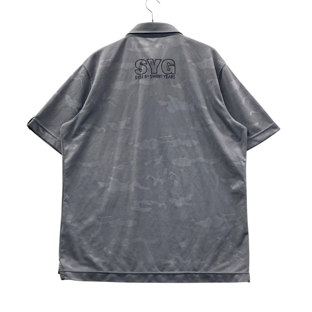 SY32 BY SWEET YEARS GOLF エスワイサーティトゥ 半袖ポロシャツ ボタンダウン 迷彩 カモフラ柄 グレー系 XL 【中古】ゴルフウェア メンズ