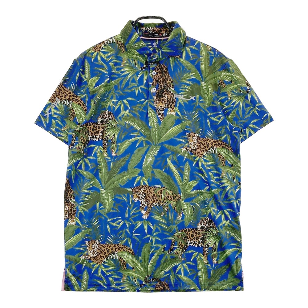RLX ラルフローレン 半袖ポロシャツ ボタンダウン ジャングル 総柄 ネイビー系 M 【中古】ゴルフウェア メンズ