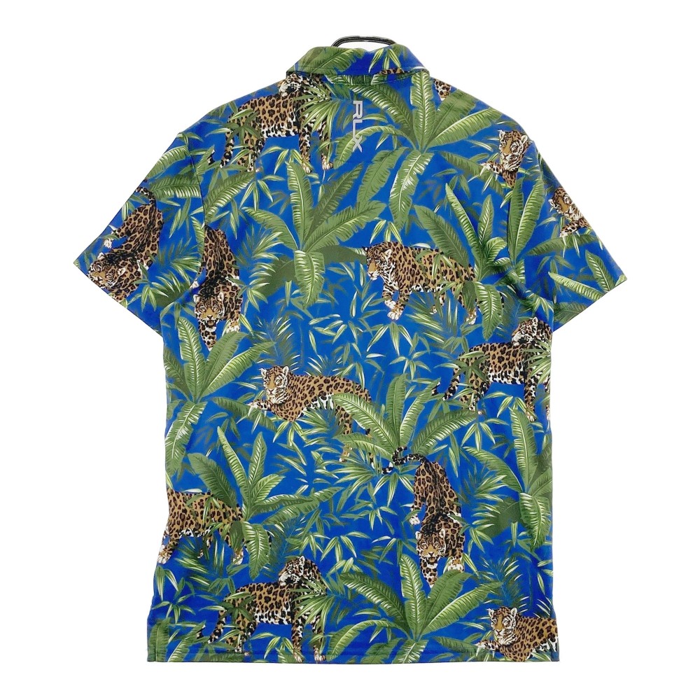 RLX ラルフローレン 半袖ポロシャツ ボタンダウン ジャングル 総柄 ネイビー系 M 【中古】ゴルフウェア メンズ