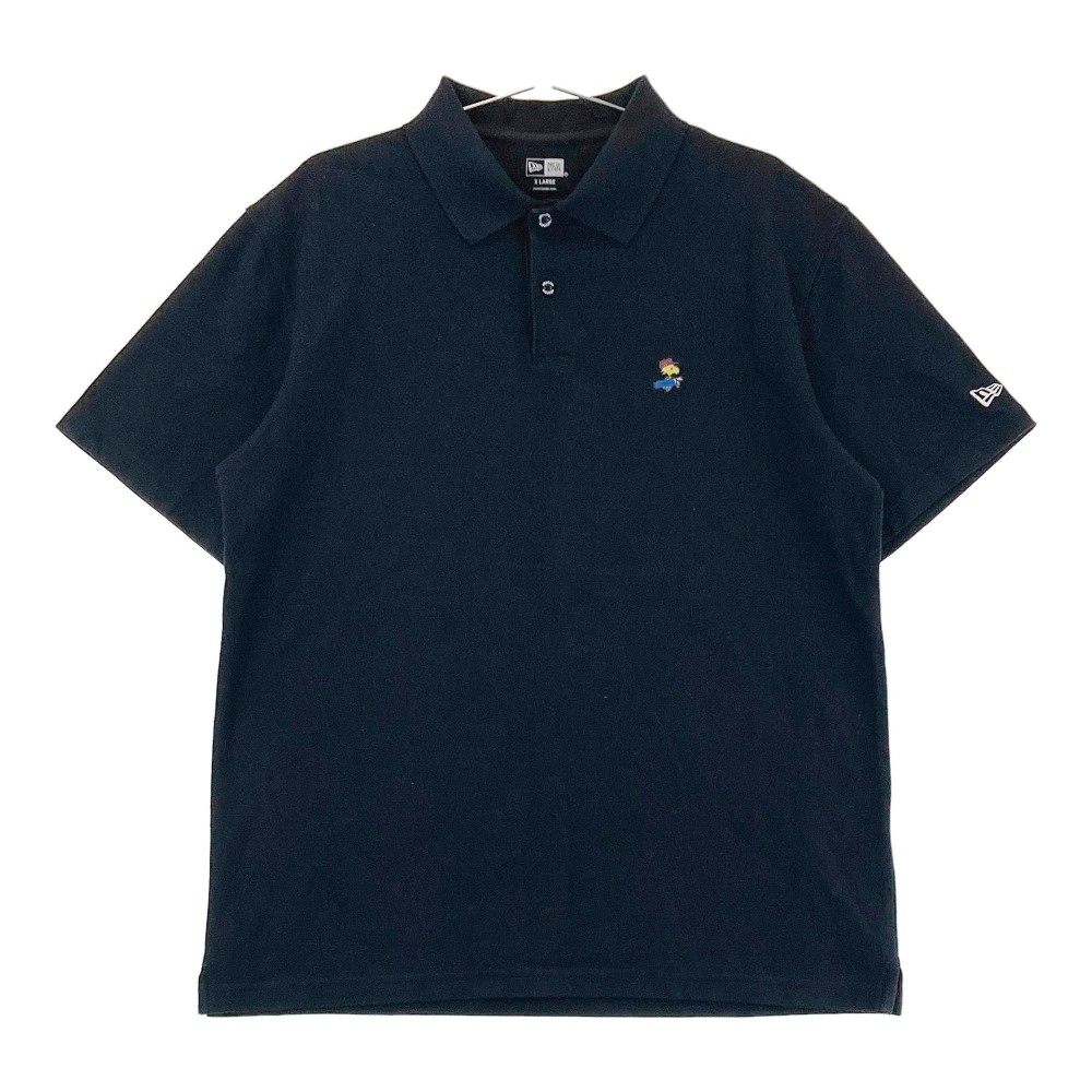 NEW ERA ニューエラ ×PEANUTS 半袖ポロシャツ ブラック系 XLARGE 【中古】ゴルフウェア メンズ