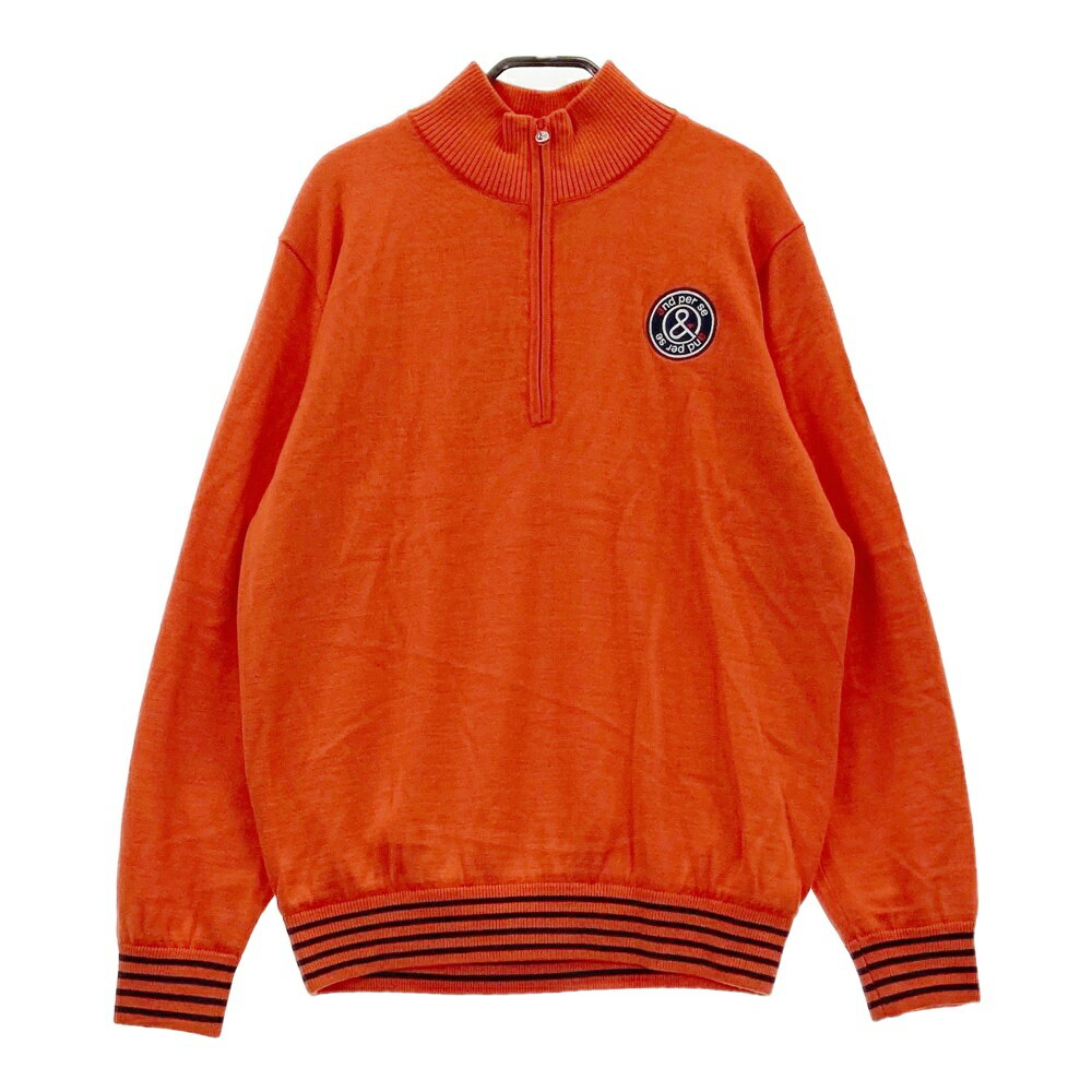 AND PER SE アンパスィ ハーフジップ ニットセーター オレンジ系 L 【中古】ゴルフウェア メンズ