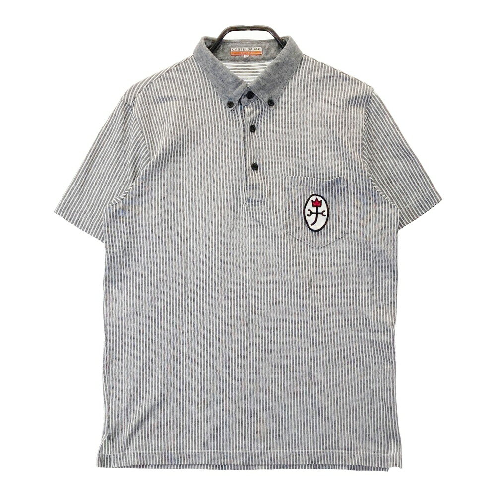 CASTELBAJAC カステルバジャック 半袖ポロシャツ ストライプ柄 グレー系 48 【中古】ゴルフウェア メンズ