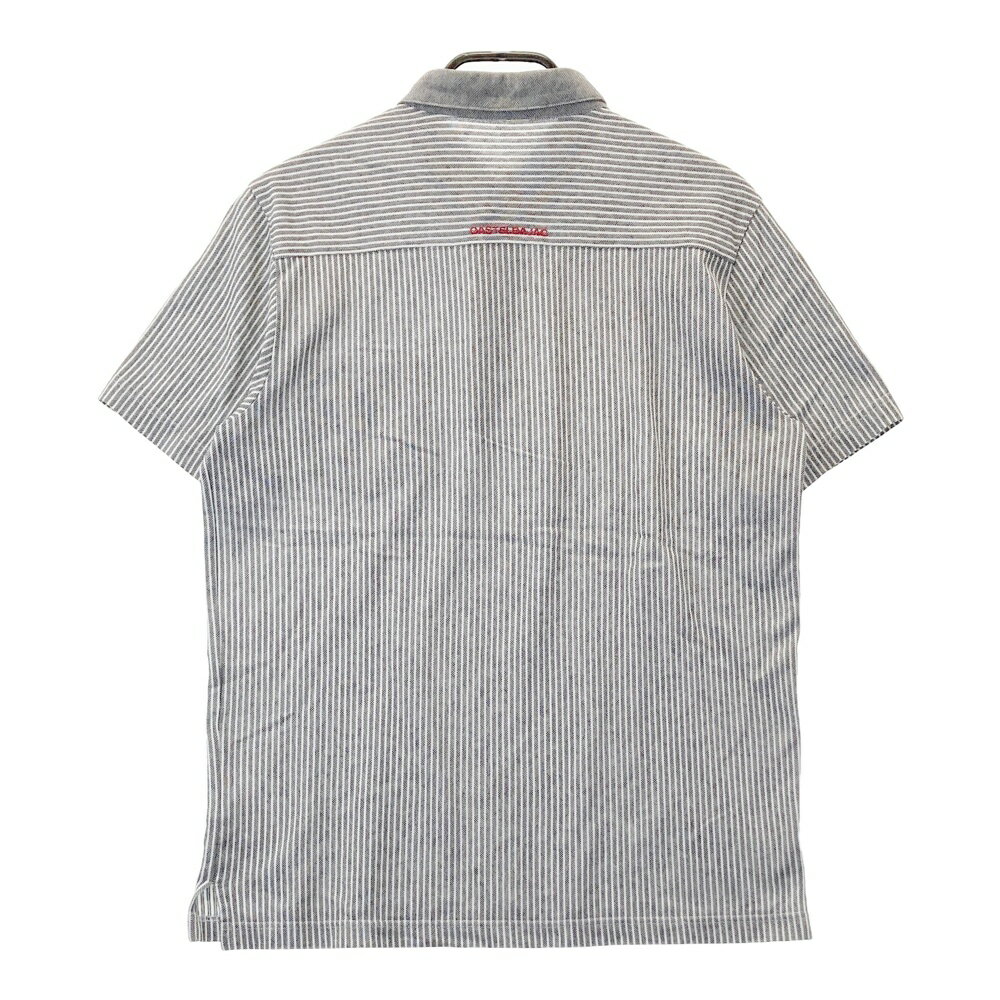 CASTELBAJAC カステルバジャック 半袖ポロシャツ ストライプ柄 グレー系 48 【中古】ゴルフウェア メンズ