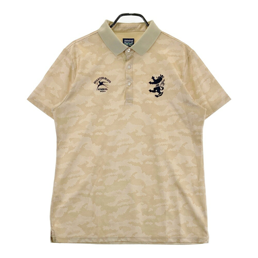 ADMIRAL アドミラル ADMA047 半袖ポロシャツ 迷彩 カモフラ柄 ベージュ系 LL 【中古】ゴルフウェア メンズ
