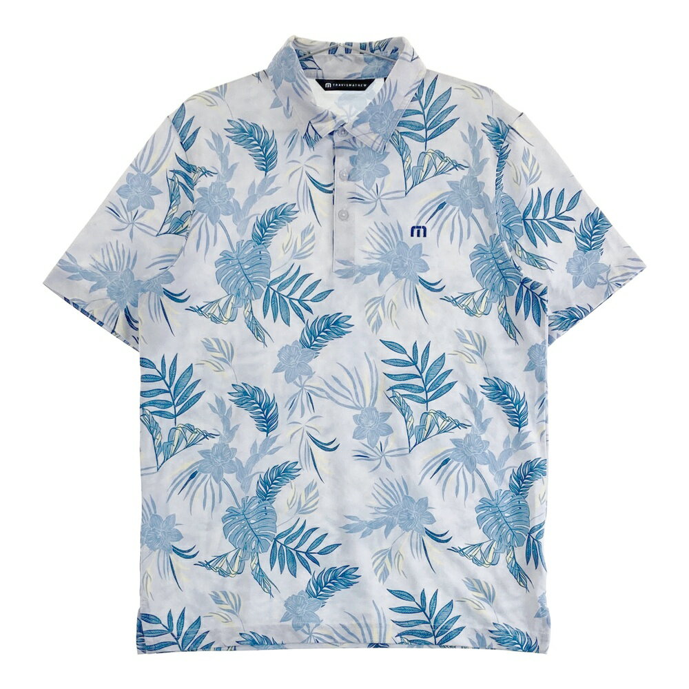 TRAVIS MATHEW トラビスマシュー 半袖ポロシャツ 総柄 グレー系 L 【中古】ゴルフウェア メンズ