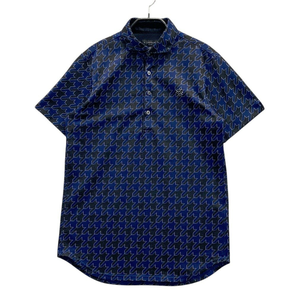 ST ANDREWS セントアンドリュース 半袖ポロシャツ 千鳥柄 ネイビー系 M 【中古】ゴルフウェア メンズ