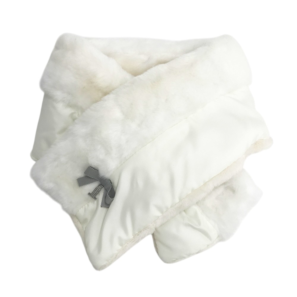 LANVIN SPORT ランバン スポール 中綿 ファー マフラー ホワイト系 F 【中古】ゴルフウェア