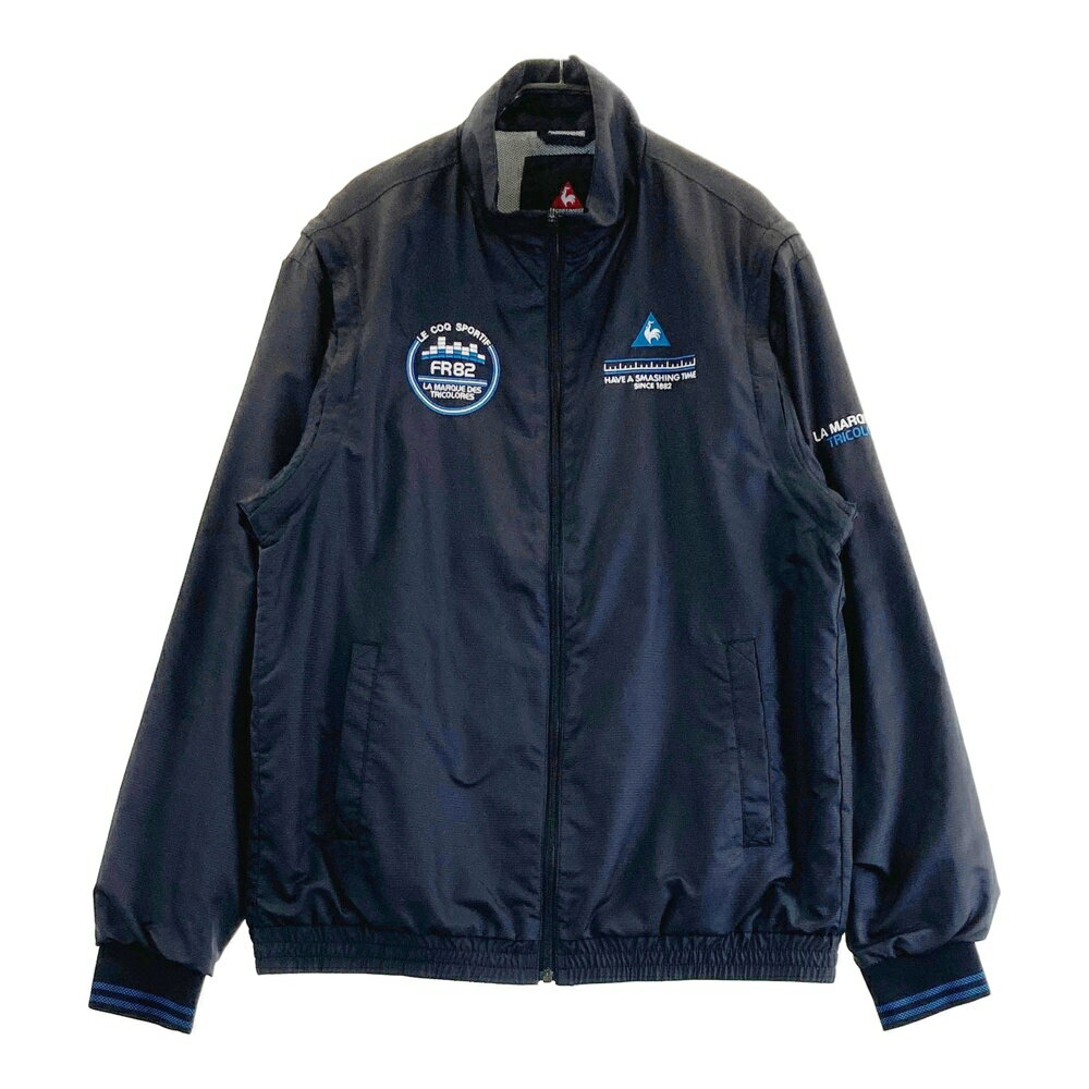 LE COQ GOLF ルコックゴルフ 2way 裏メッシュ ジップジャケット ボーダー柄 ブラック系 LL 【中古】ゴルフウェア メンズ