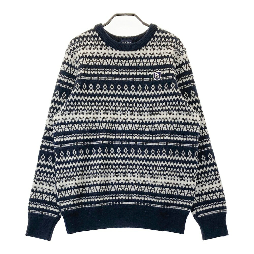 PEARLY GATES パーリーゲイツ ニットセーター ウール 総柄 ネイビー系 5 【中古】ゴルフウェア メンズ