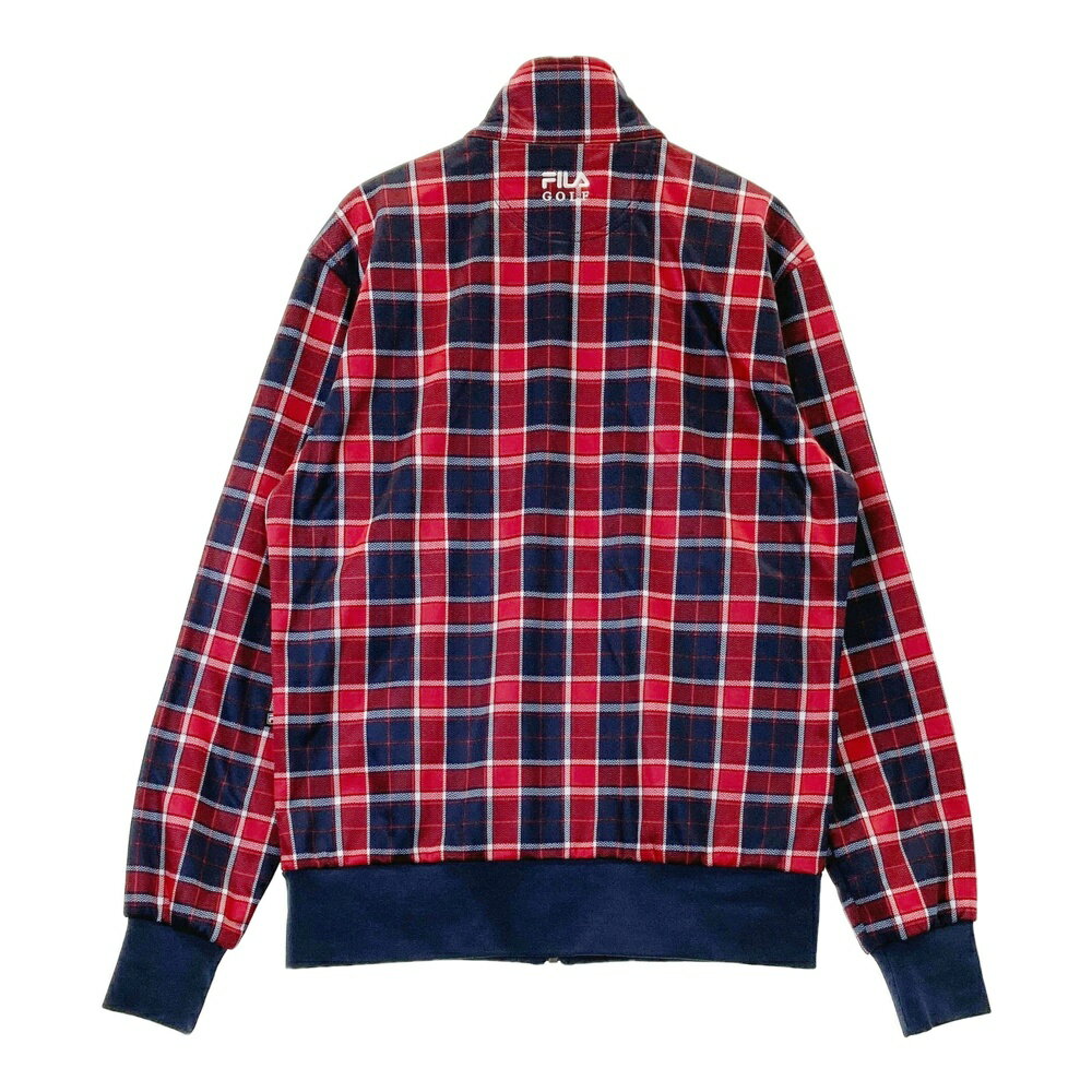 FILA GOLF フィラゴルフ 裏フリース 長袖ジャケット チェック柄 ネイビー系 M 【中古】ゴルフウェア メンズ