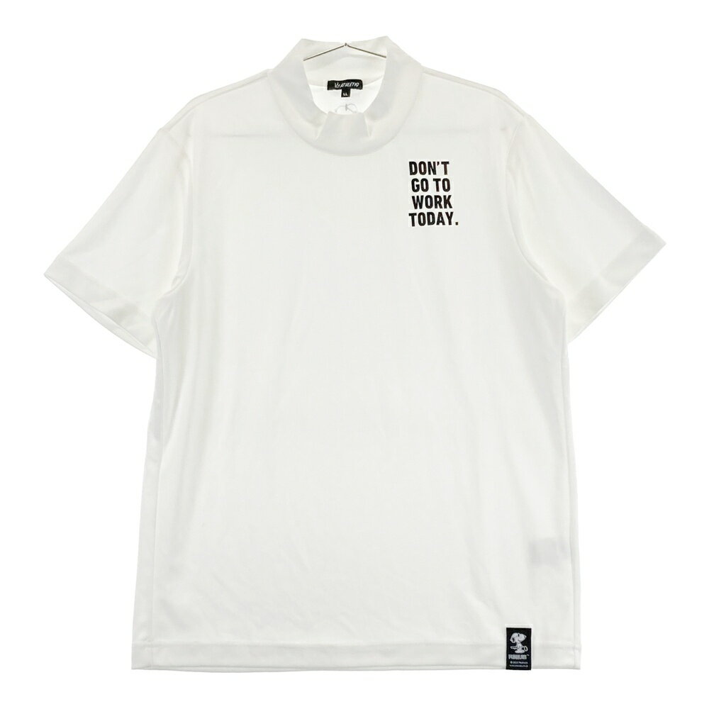 ATHLETIG 2023年モデル ×PEANUTS ハイネック 半袖Tシャツ ホワイト系 LL 【中古】ゴルフウェア メンズ