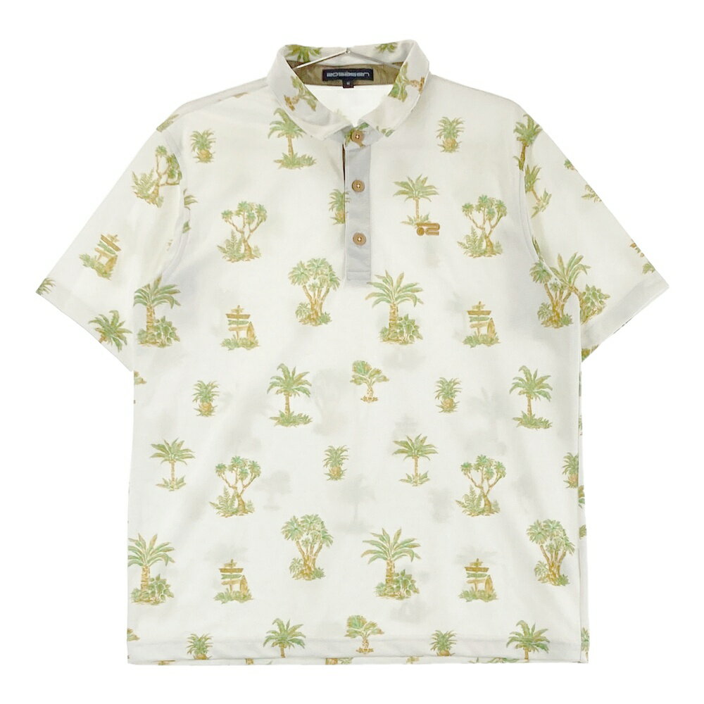 ROSASEN ロサーセン ロゴ刺繍 半袖ポロシャツ 総柄 ベージュ系 M 【中古】ゴルフウェア メンズ