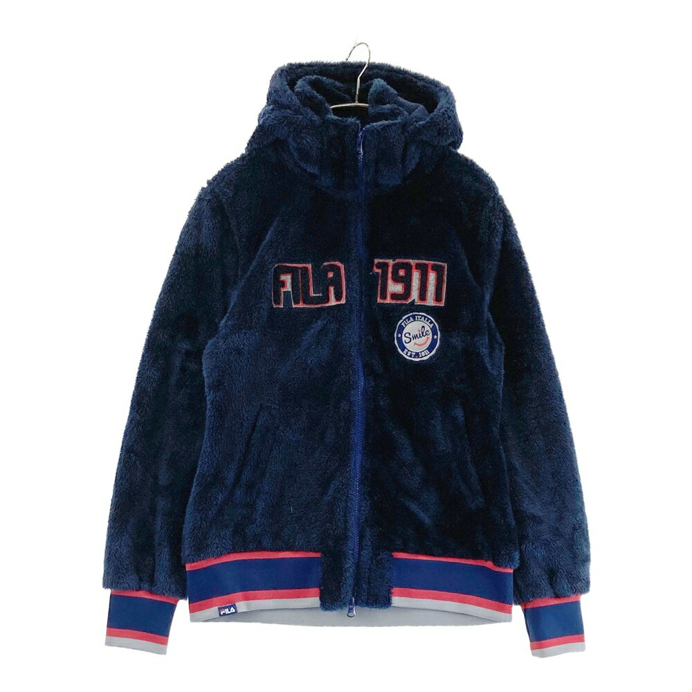 FILA GOLF フィラゴルフ 2WAY ボアフリース ジップパーカー ネイビー系 L 【中古】ゴルフウェア メンズ