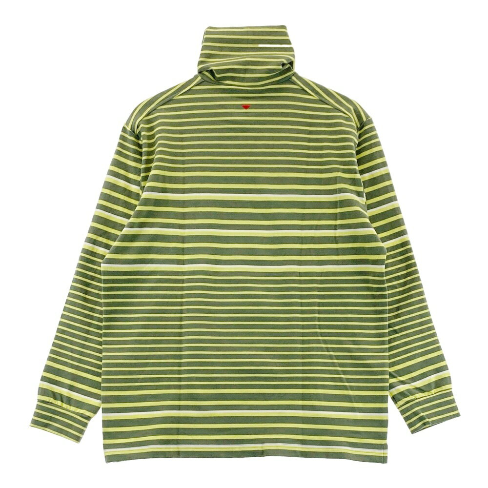 AND PER SE アンパスィ 起毛ハイネック 長袖Tシャツ ボーダー柄 グリーン系 LL 【中古】ゴルフウェア メンズ