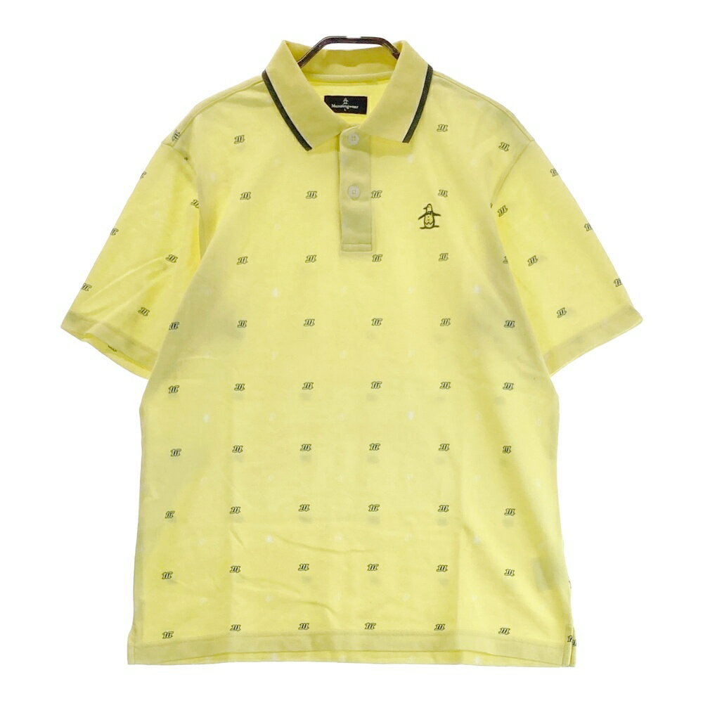MUNSING WEAR マンシングウェア 半袖ポロシャツ 総柄 イエロー系 L 【中古】ゴルフウェア メンズ