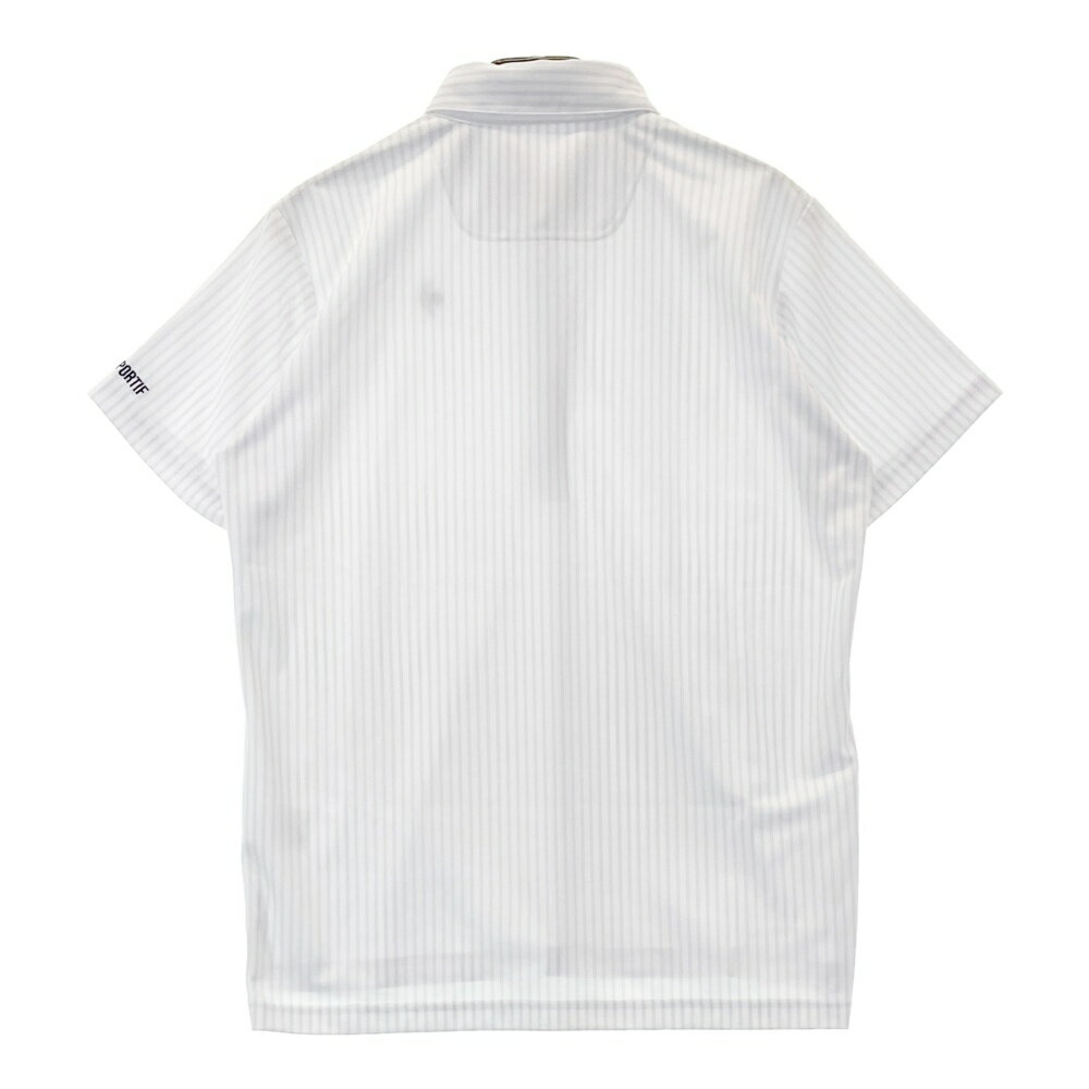 LE COQ GOLF ルコックゴルフ 2023年モデル 半袖ポロシャツ ボタンダウン ストライプ柄 ホワイト系 LL 【中古】ゴルフウェア メンズ