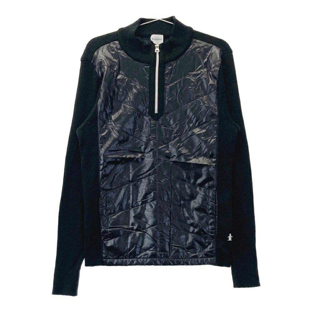 MUNSING WEAR マンシングウェア 中綿切替 ハーフジップ ニットセーター ブラック系 LL 【中古】ゴルフウェア メンズ
