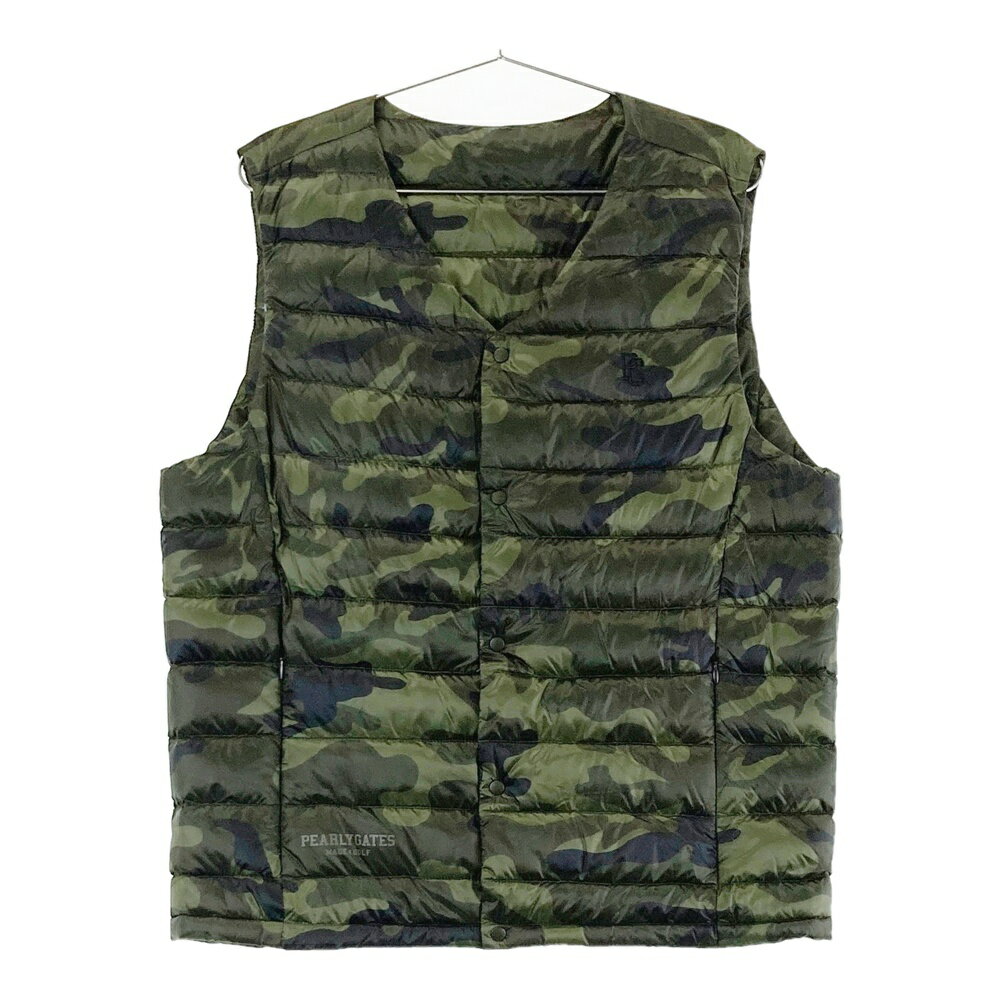 PEARLY GATES パーリーゲイツ ダウンベスト カモフラ柄 カーキ系 5 【中古】ゴルフウェア メンズ