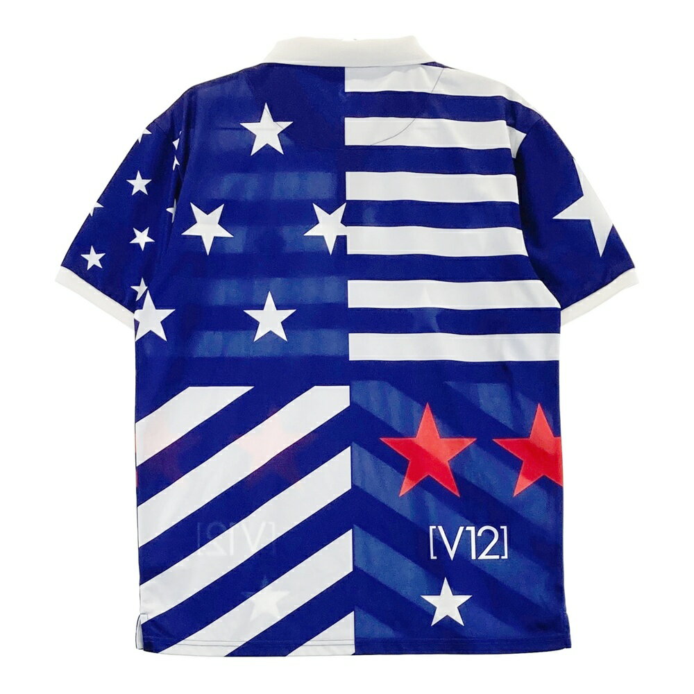 V12 ヴィトゥエルヴ 半袖ポロシャツ 星柄 ネイビー系 L 【中古】ゴルフウェア メンズ