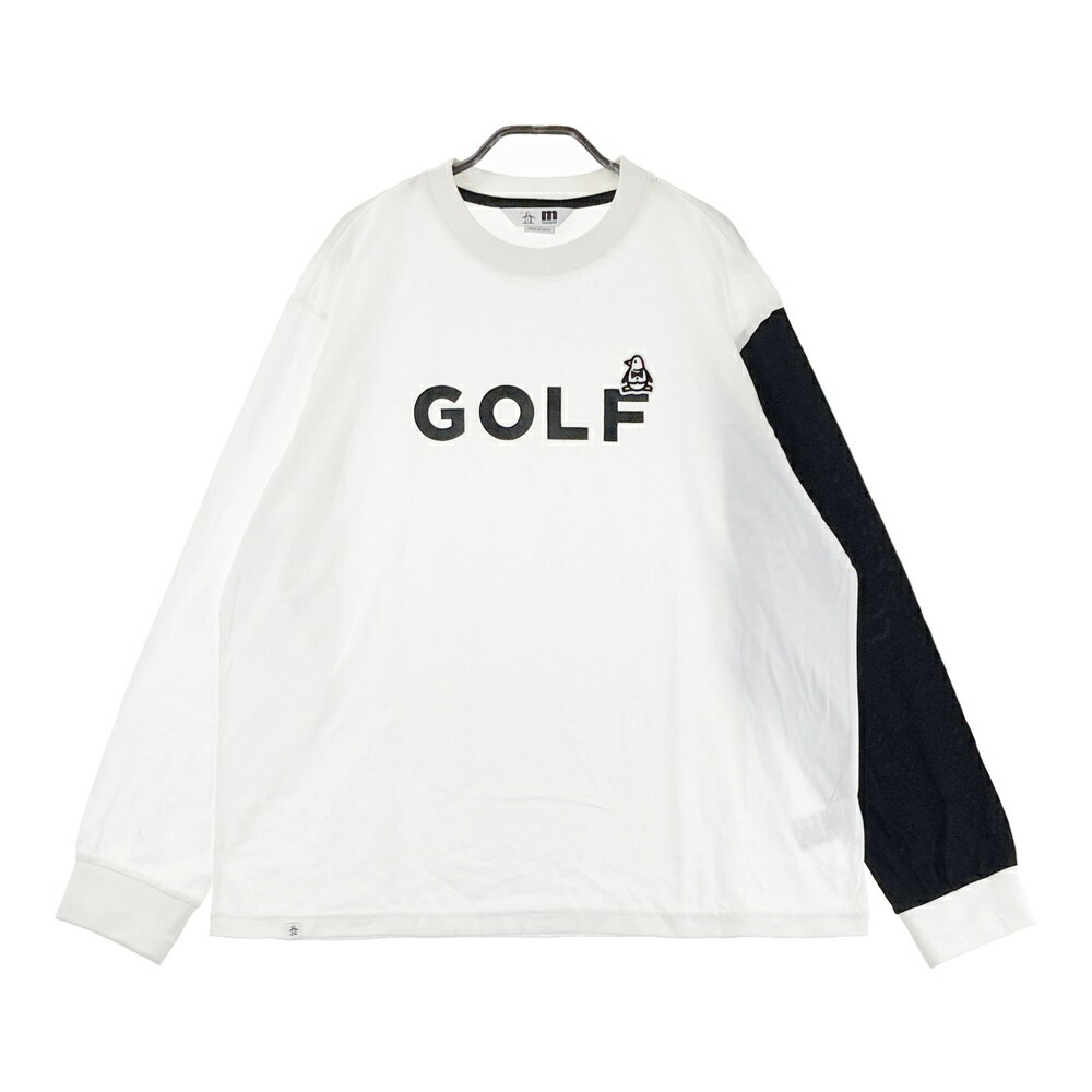 MUNSING WEAR マンシングウェア 2023年モデル 長袖Tシャツ ワッペン ホワイト系 LL 【中古】ゴルフウェア メンズ