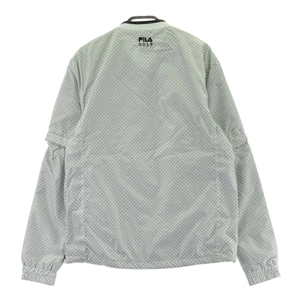 FILA GOLF フィラゴルフ ; 2WAY ブルゾン チェッカー柄 グレー系 M 【中古】ゴルフウェア メンズ