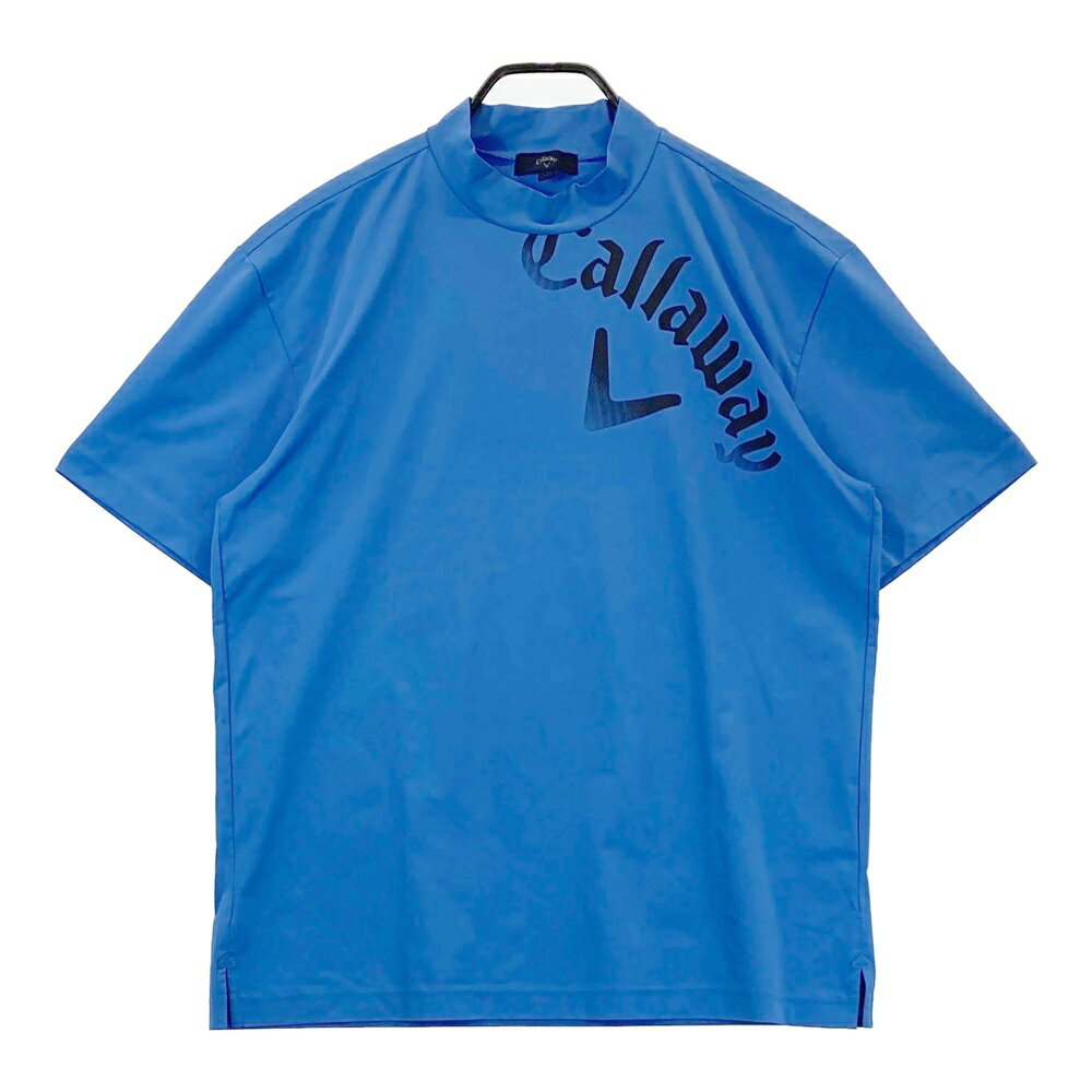 CALLAWAY キャロウェイ 2024年モデル ハイネック 半袖Tシャツ ロゴ ブルー系 L 【中古】ゴルフウェア メンズ