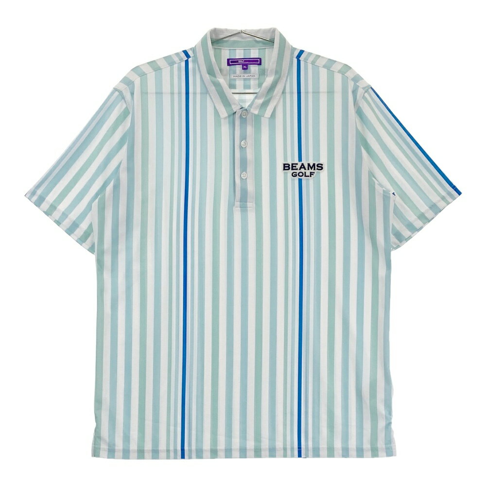 BEAMS GOLF ビームスゴルフ 2024年 半袖ポロシャツ ストライプ ブルー系 XL 【中古】ゴルフウェア メンズ