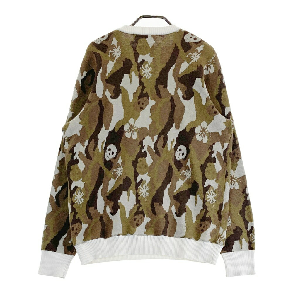 MARK&LONA マークアンドロナ Vネック ニットセーター 迷彩柄 カモフラ カーキ系 L 【中古】ゴルフウェア メンズ