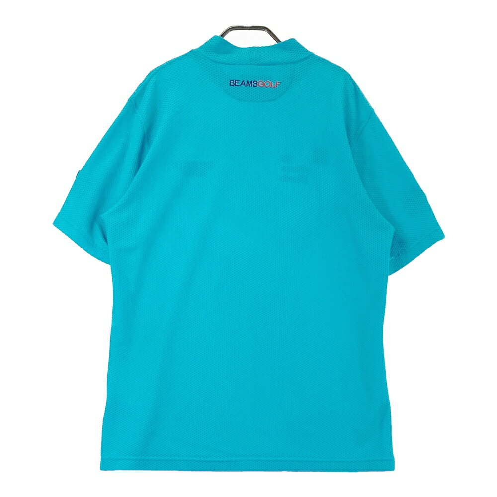 BEAMS GOLF ビームスゴルフ 半袖モックネックTシャツ メッシュ ブルー系 XL 【中古】ゴルフウェア メンズ