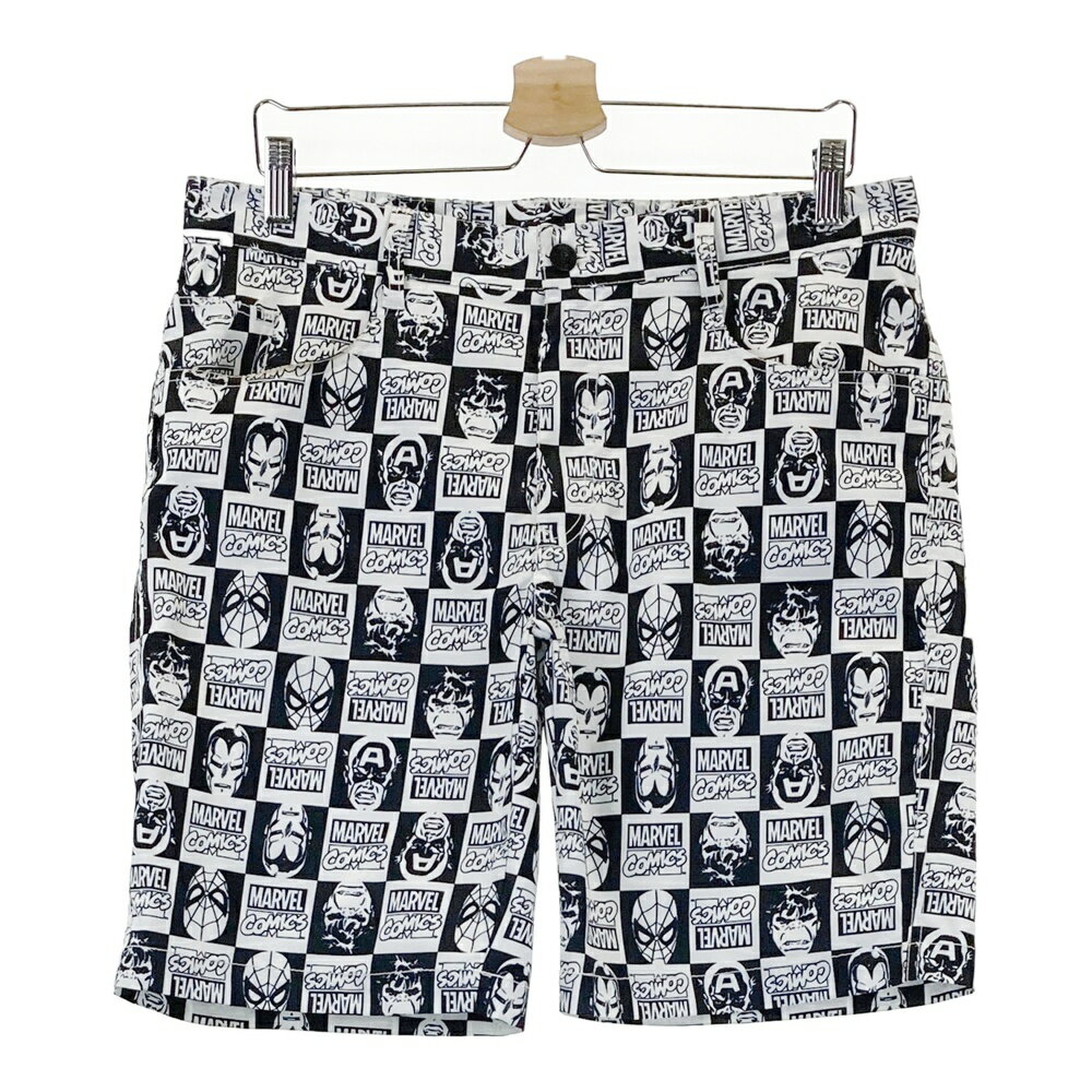 JACK BUNNY ジャックバニー ×MARVEL ハーフパンツ コミック調 総柄 ブラック系 6 【中古】ゴルフウェア..
