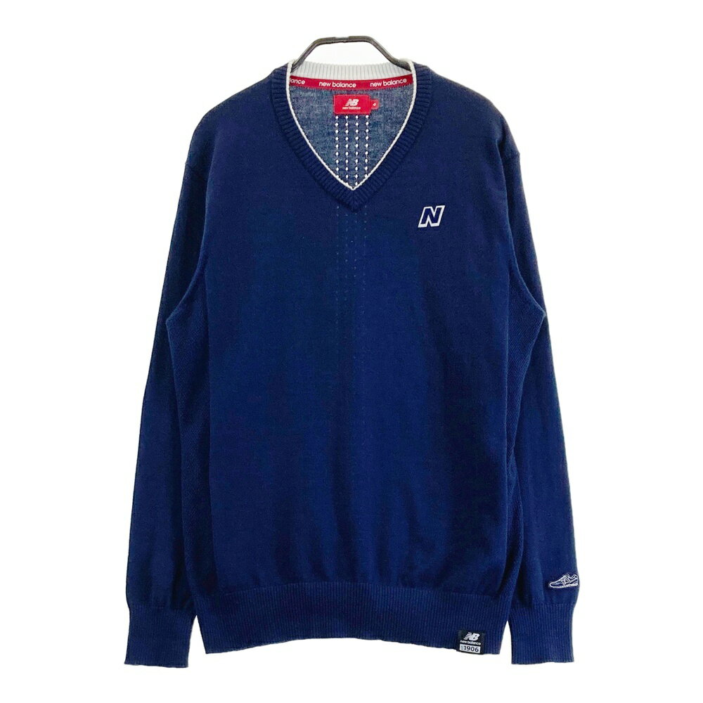 NEW BALANCE GOLF ニューバランス Vネック ニットセーター ネイビー系 6 【中古】ゴルフウェア メンズ