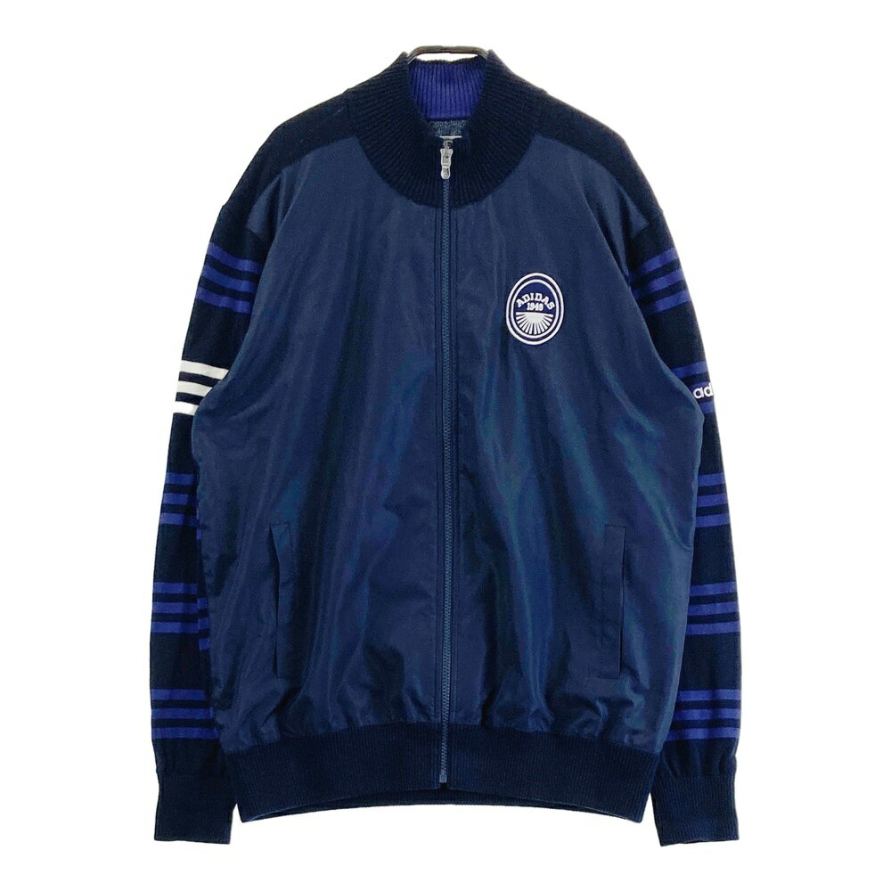 ADIDAS GOLF アディダスゴルフ N65926 ニット切替 ジップジャケット ボーダー柄 ネイビー系 O 【中古】ゴルフウェア メンズ