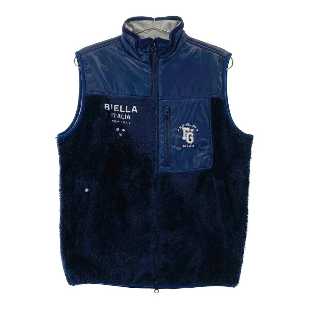 FILA GOLF フィラゴルフ ボア ジップベスト ネイビー系 M 【中古】ゴルフウェア メンズ
