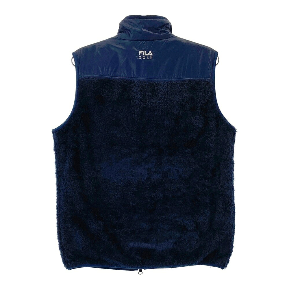 FILA GOLF フィラゴルフ ボア ジップベスト ネイビー系 M 【中古】ゴルフウェア メンズ