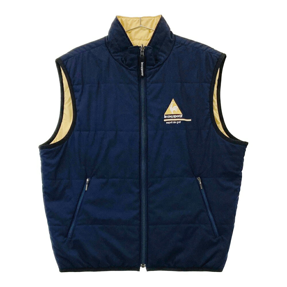 LE COQ GOLF ルコックゴルフ リバーシブル 中綿ベスト ネイビー系 M 【中古】ゴルフウェア メンズ