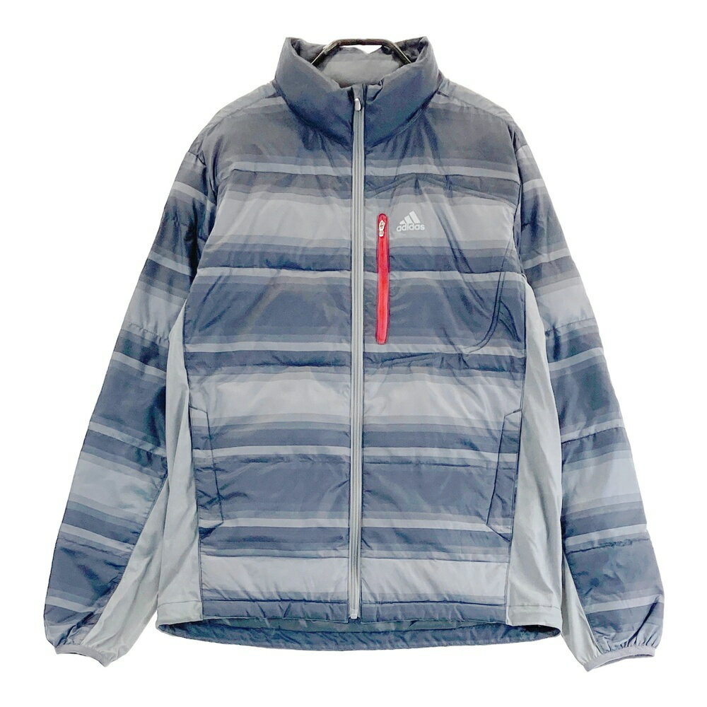 ADIDAS GOLF アディダスゴルフ A04779 中綿ジャケット ボーダー柄 グレー系 M 【中古】ゴルフウェア メンズ