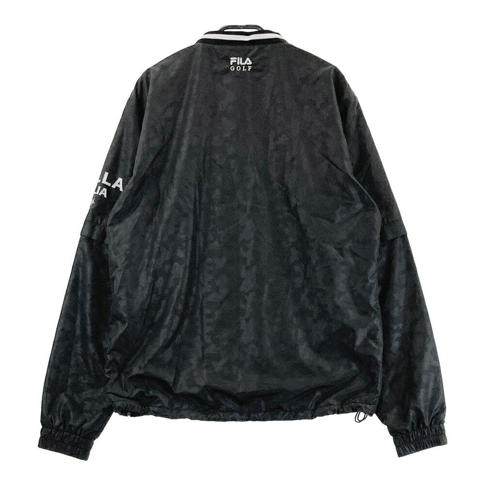 FILA GOLF フィラゴルフ 裏地付 2way 長袖ブルゾン ジャケット 総柄 ブラック系 L 【中古】ゴルフウェア メンズ