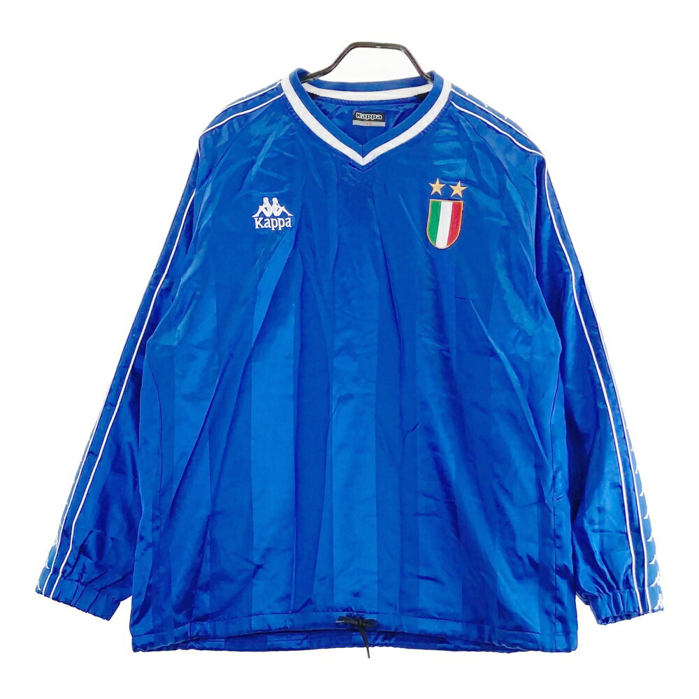 KAPPA GOLF カッパゴルフ 裏起毛 ブルゾン ストライプ柄 ブルー系 XO 【中古】ゴルフウェア メンズ