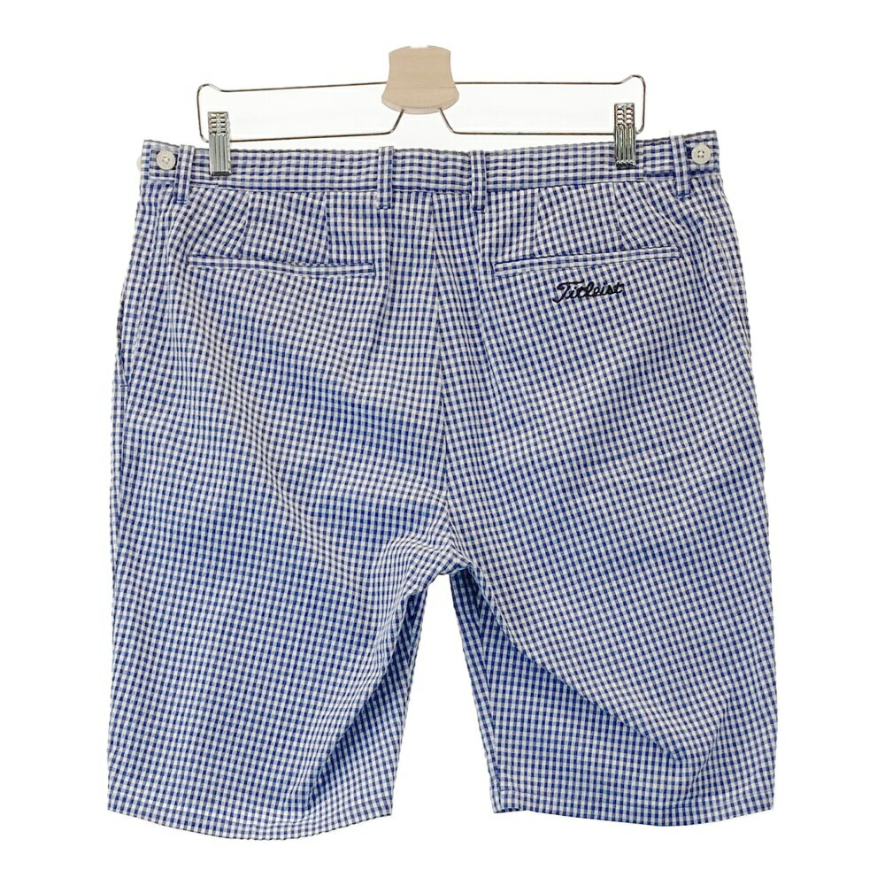 TITLEIST タイトリスト ハーフパンツ シアサッカー チェック柄 ネイビー系 LL 【中古】ゴルフウェア メンズ