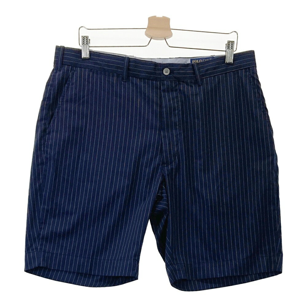 POLOGOLF ラルフローレン ポロゴルフ ハーフパンツ ストライプ柄 ネイビー系 36 【中古】ゴルフウェア メンズ
